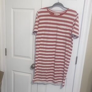 Casual Red and White Striped Midi Dress